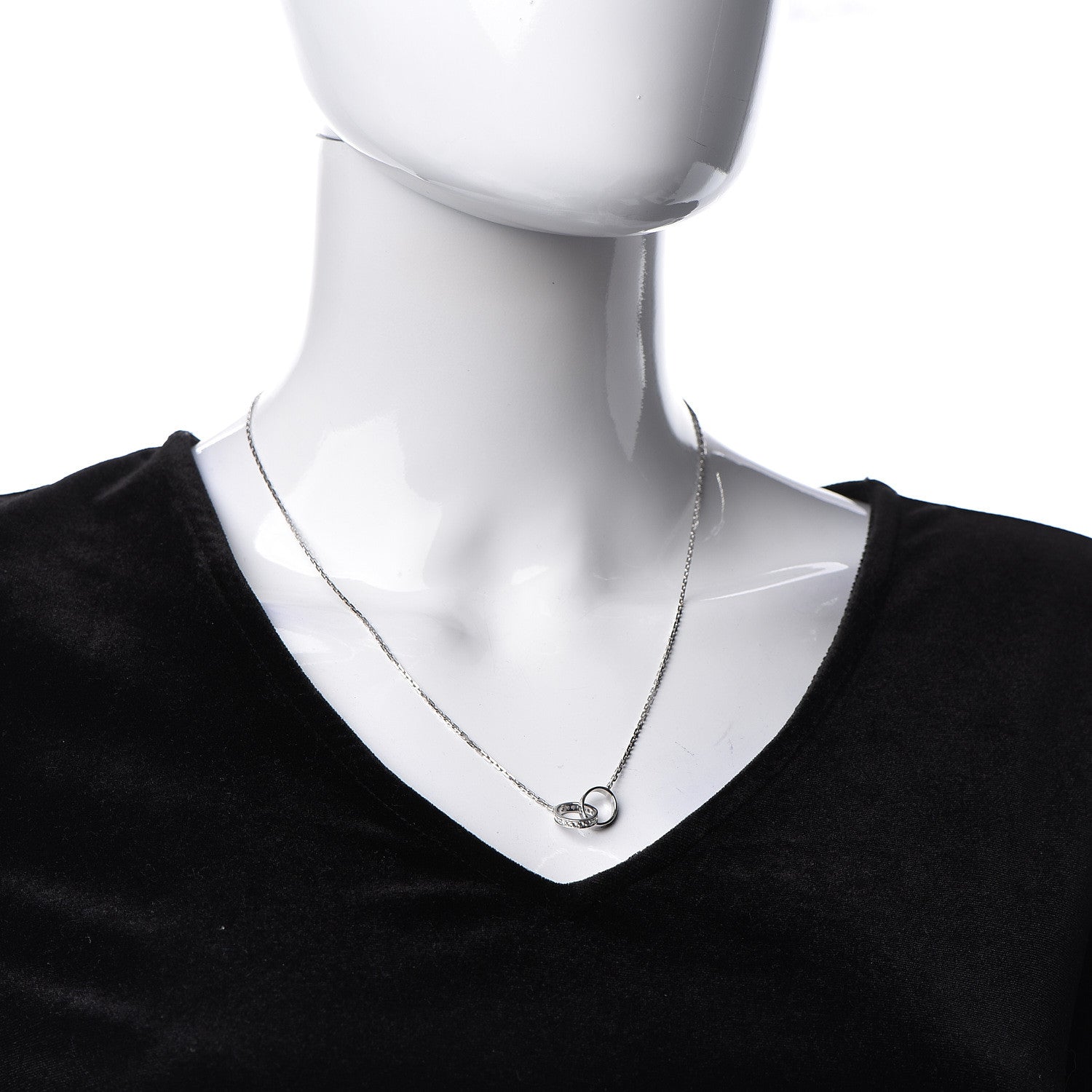 Cartier 18K White Gold Diamond Interlocking LOVE Necklace 2 of 8