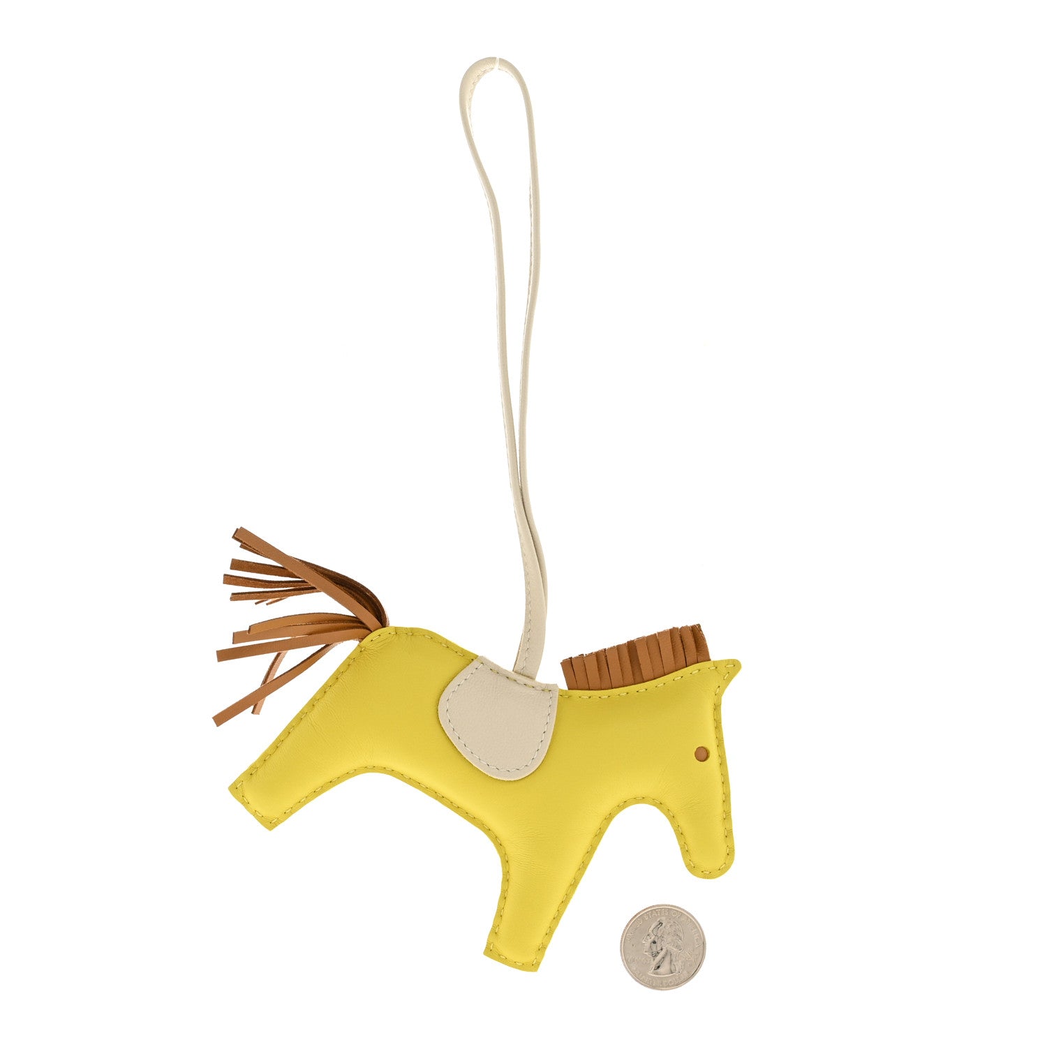 Hermes Milo Lambskin Grigri Rodeo Horse Bag Charm GM Lime Sesame Craie 2 of 5