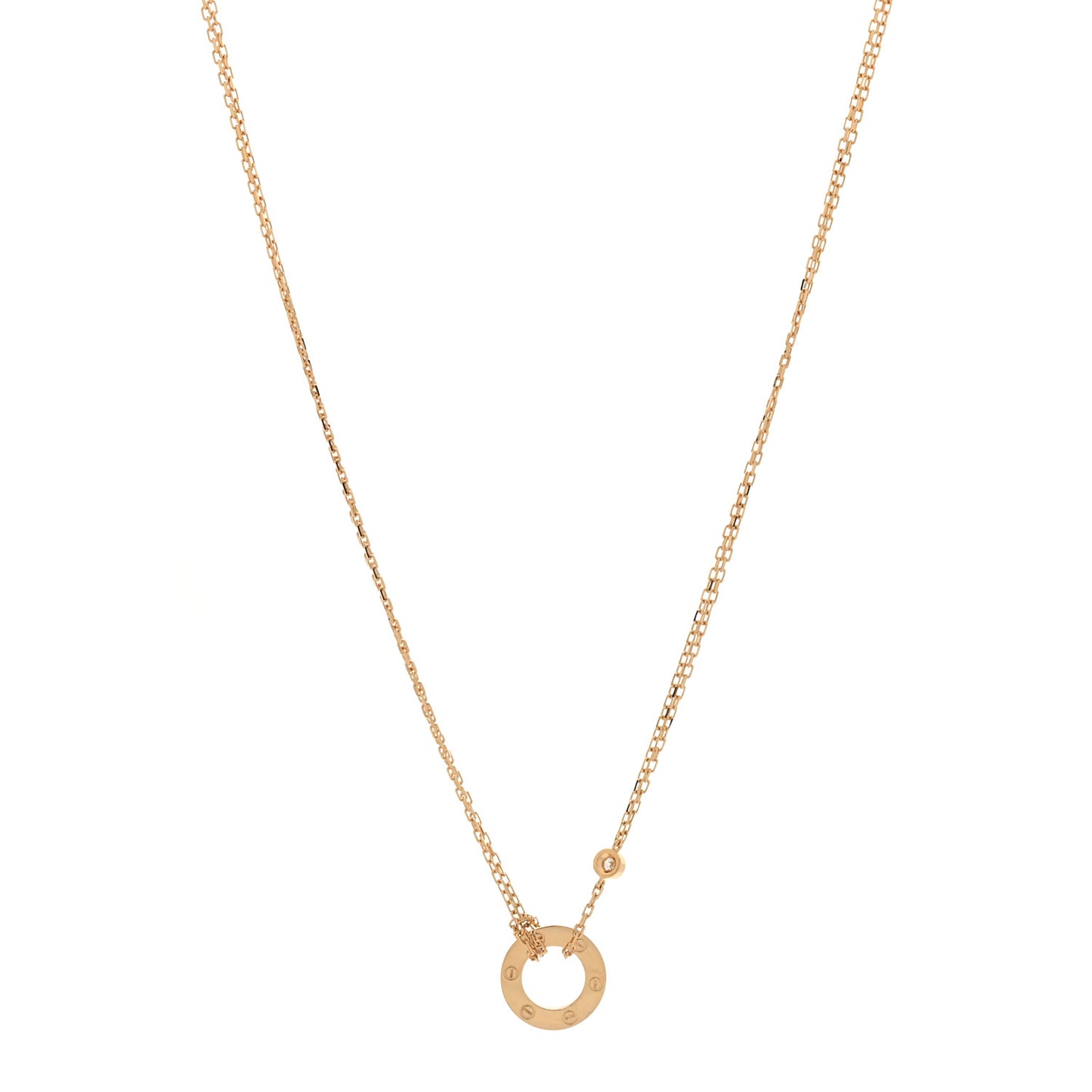 18K Yellow Gold 2 Diamond LOVE Necklace