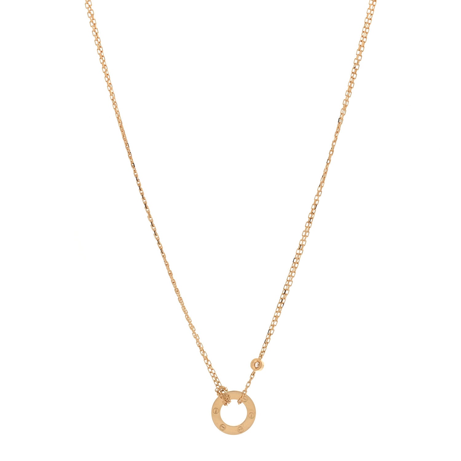 Cartier 18K Yellow Gold 2 Diamond LOVE Necklace 1 of 6