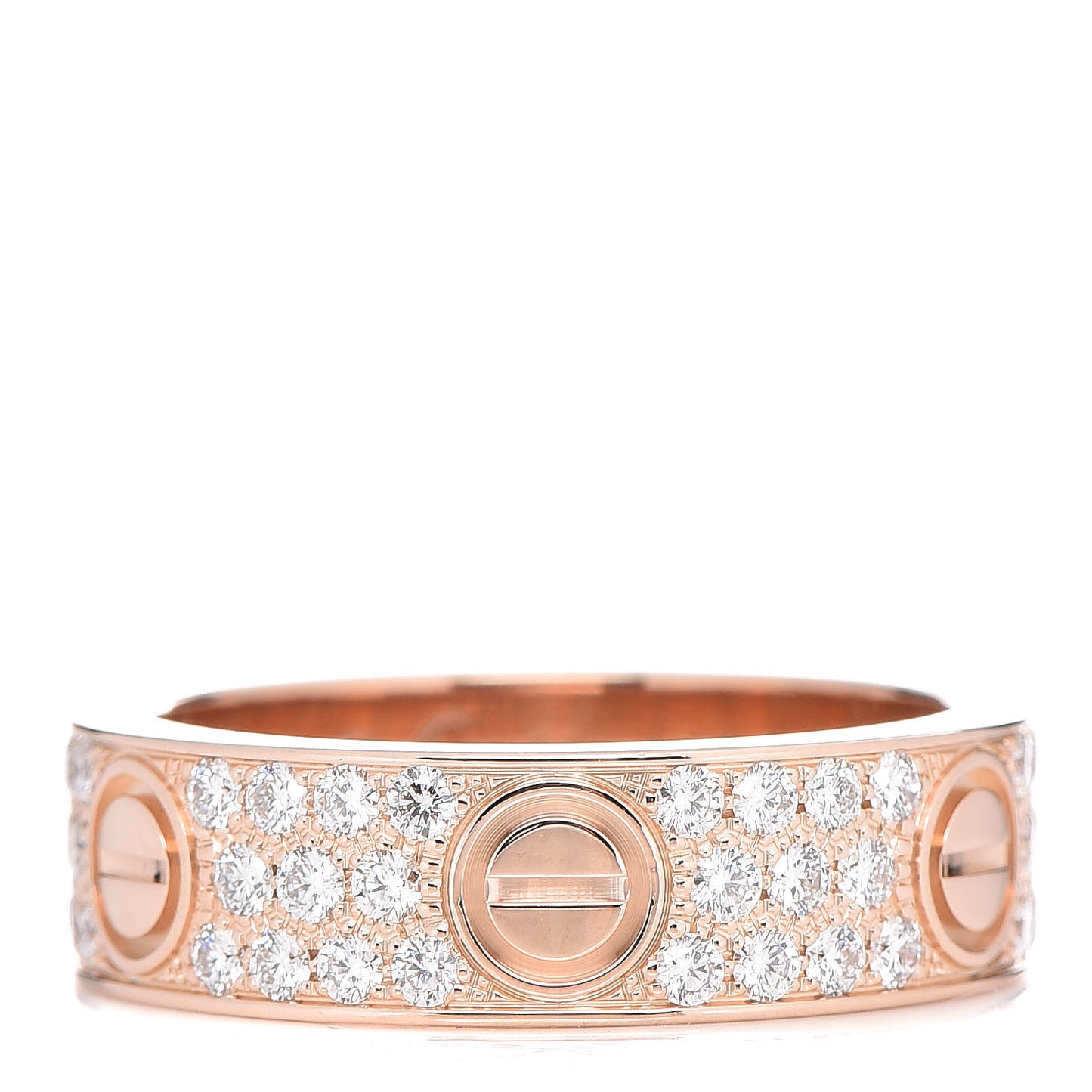 18K Pink Gold Diamond 6.5mm LOVE Paved Ring 60 9