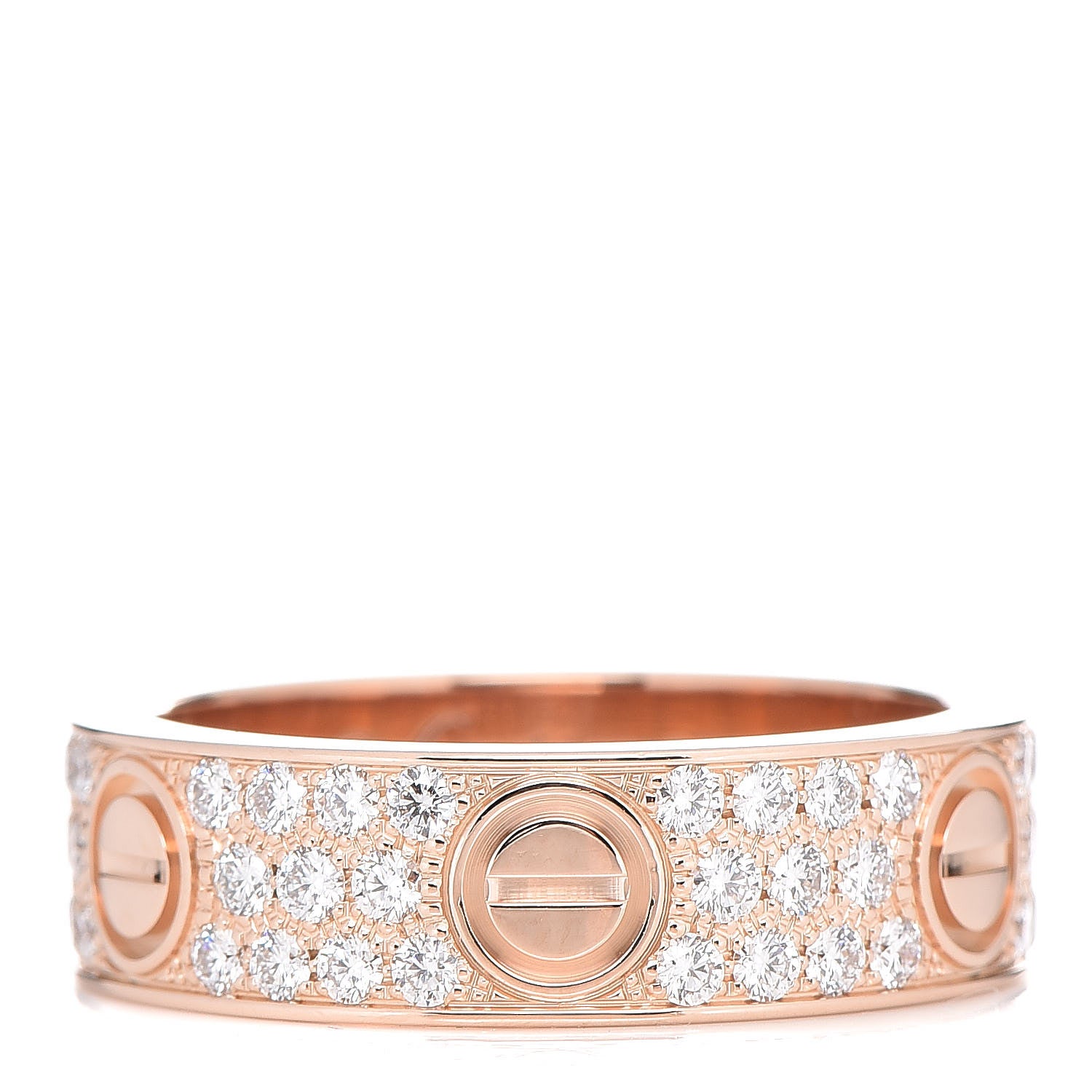 Cartier 18K Pink Gold Diamond 6.5mm LOVE Paved Ring 60 9 1 of 6