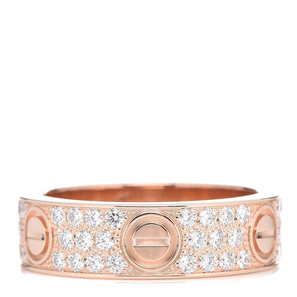 Cartier 18K Pink Gold Diamond 6.5mm LOVE Paved Ring 60 9 1 of 6