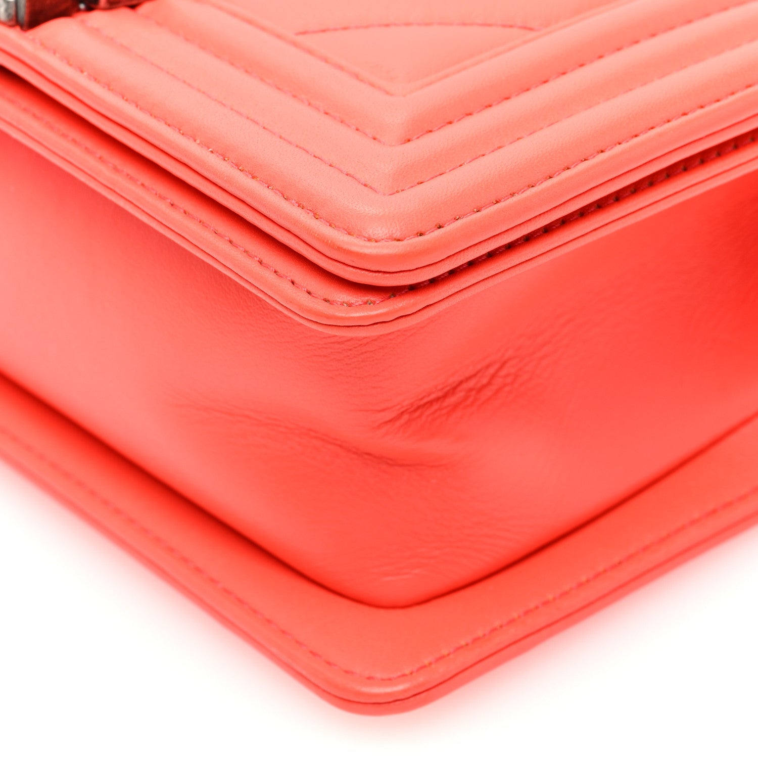 Chanel Calfskin Chevron Quilted Small Boy Flap Coral 10 of 10