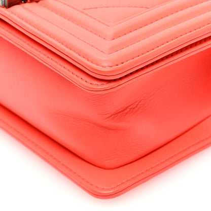 Chanel Calfskin Chevron Quilted Small Boy Flap Coral 10 of 10