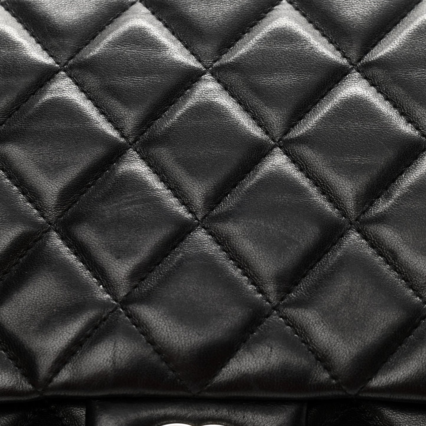 Lambskin Quilted Clutch With Chain Flap Black