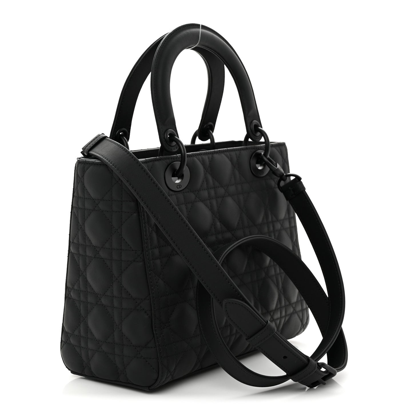 Ultra Matte Calfskin Cannage Medium Lady Dior Black