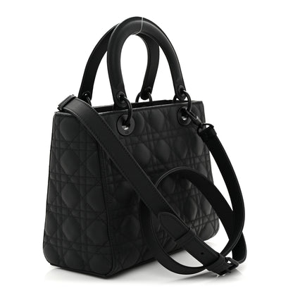 Christian Dior Ultra Matte Calfskin Cannage Medium Lady Dior Black 3 of 9