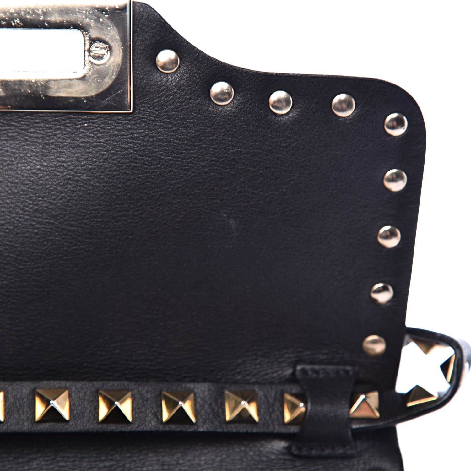 Valentino Garavani Vitello Mini Rockstud Flap Saddle Crossbody Bag Black 8 of 11