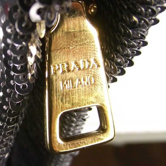 Prada Ombre Sequin Clutch Black 9 of 9
