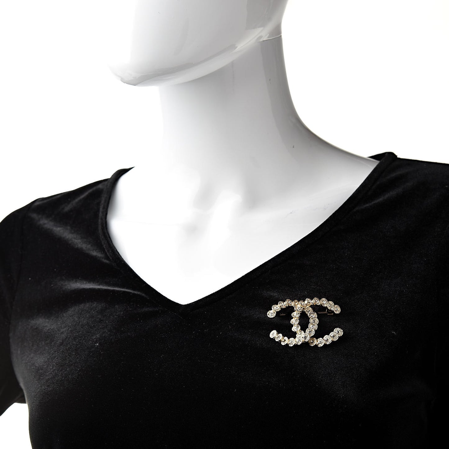 Crystal CC Brooch Gold