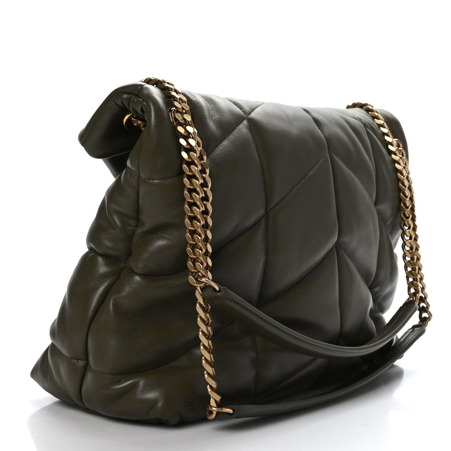Lambskin Quilted Medium Loulou Puffer Monogram Chain Satchel Seaweed