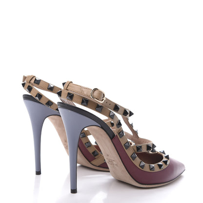 Valentino Garavani Nappa Rockstud Ankle Strap 100mm Pumps 41 Dark Red Multicolor 4 of 8
