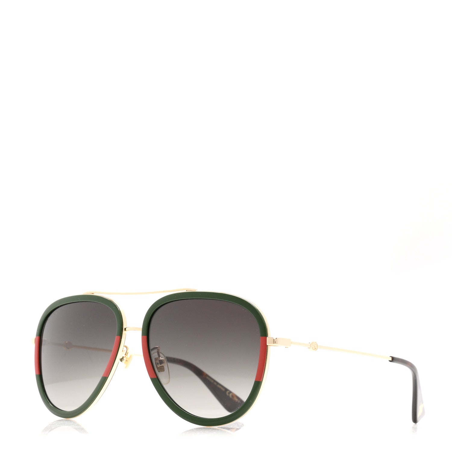 Gucci Metal Web Aviator Sunglasses GG0062S Green Red 2 of 6