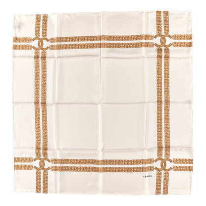 Chanel Silk CC Chain Square Scarf White Gold 1 of 4