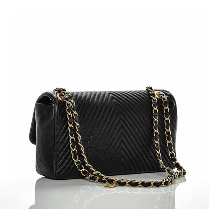 Chanel Wrinkled Lambskin Chevron Quilted Small Flap Black 3 of 7