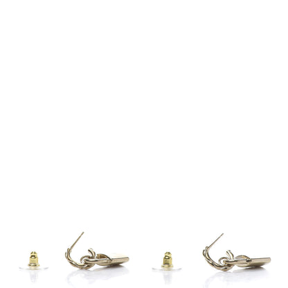Chanel Metal Lock Drop Earrings Light Gold 3 of 5