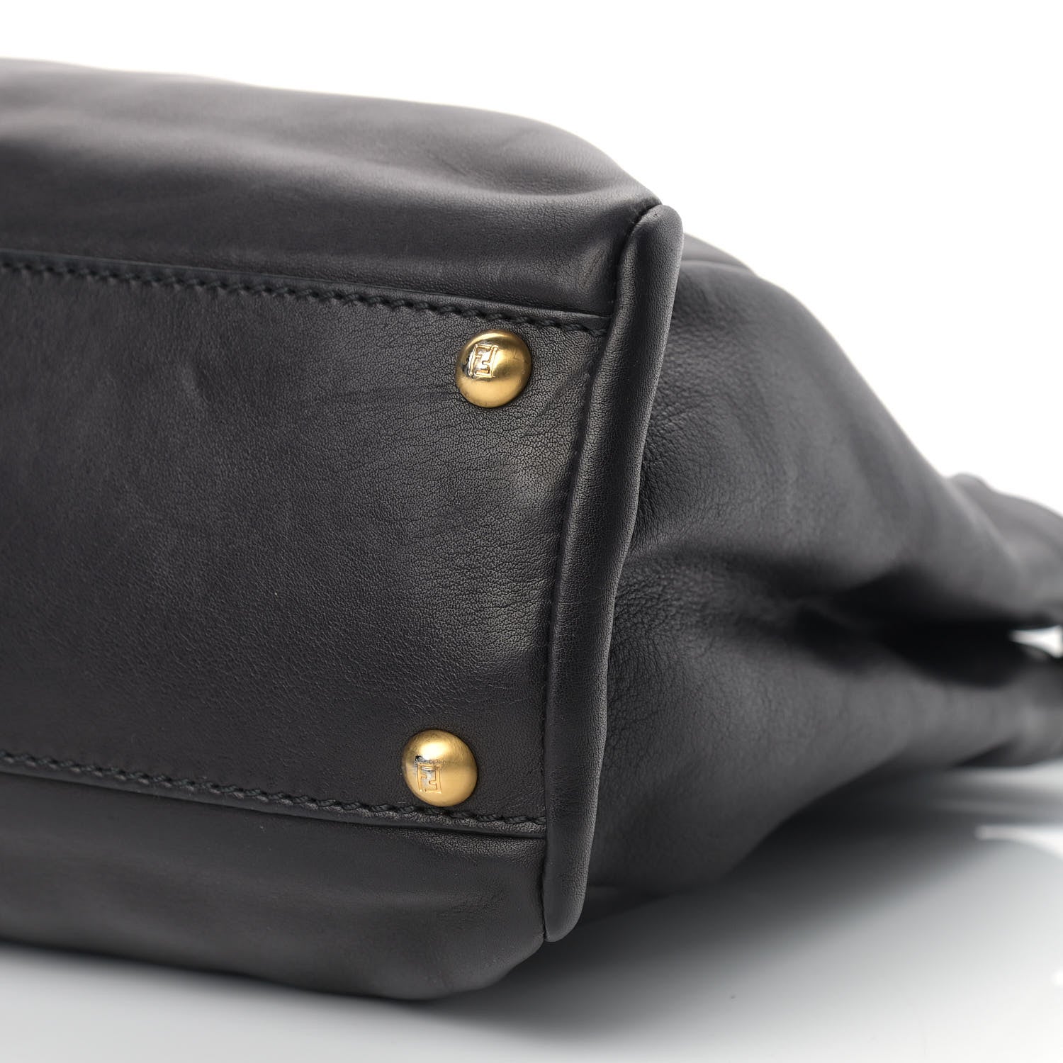 Fendi Vitello Saddle Medium Peekaboo Iconic Satchel Black 10 of 13