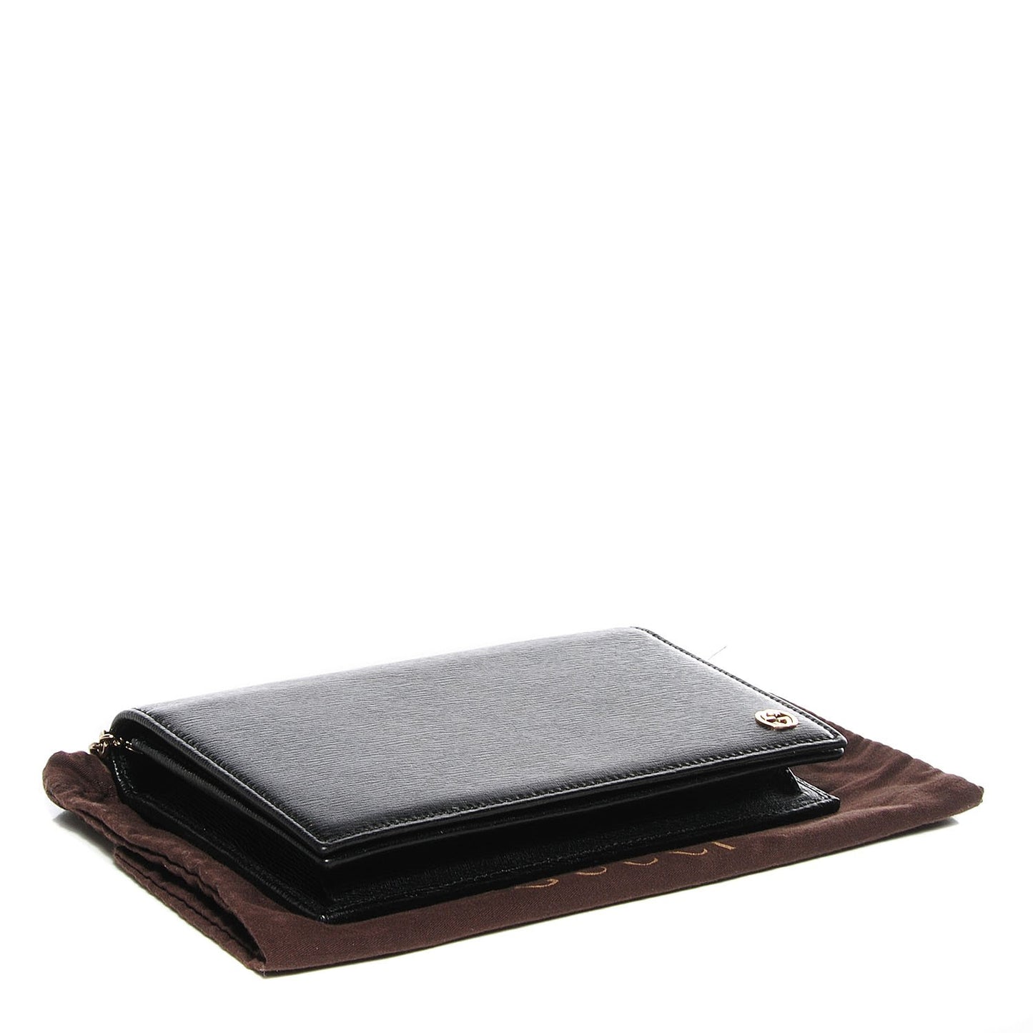 Textured Calfskin Medium Betty Chain Wallet Black