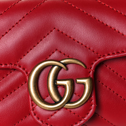 Gucci Calfskin Matelasse Super Mini GG Marmont Shoulder Bag Hibiscus Red 9 of 11