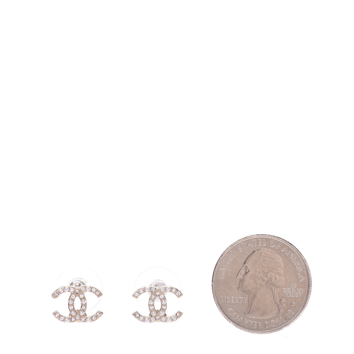 Chanel Pearl Crystal CC Earrings Gold 2 of 5