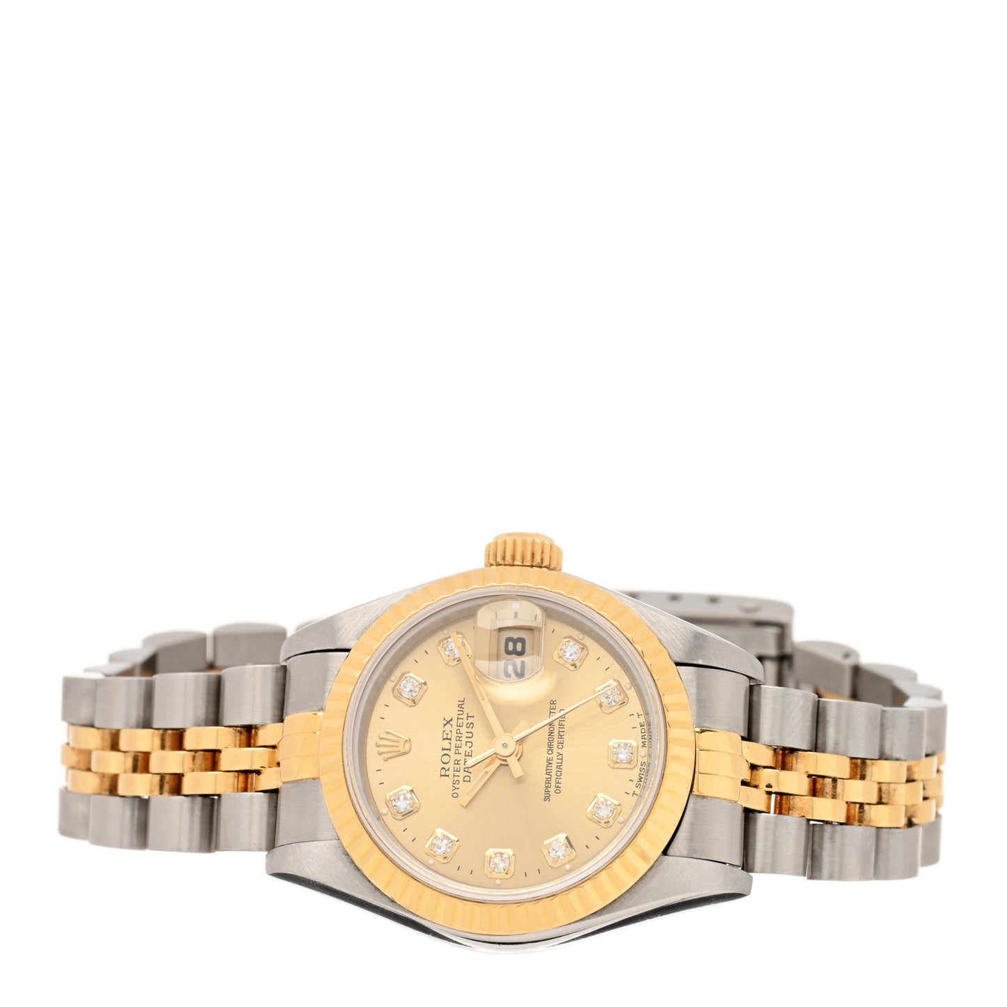 Stainless Steel 18K Yellow Gold Diamond 26mm Oyster Perpetual Datejust Watch Champagne 69173