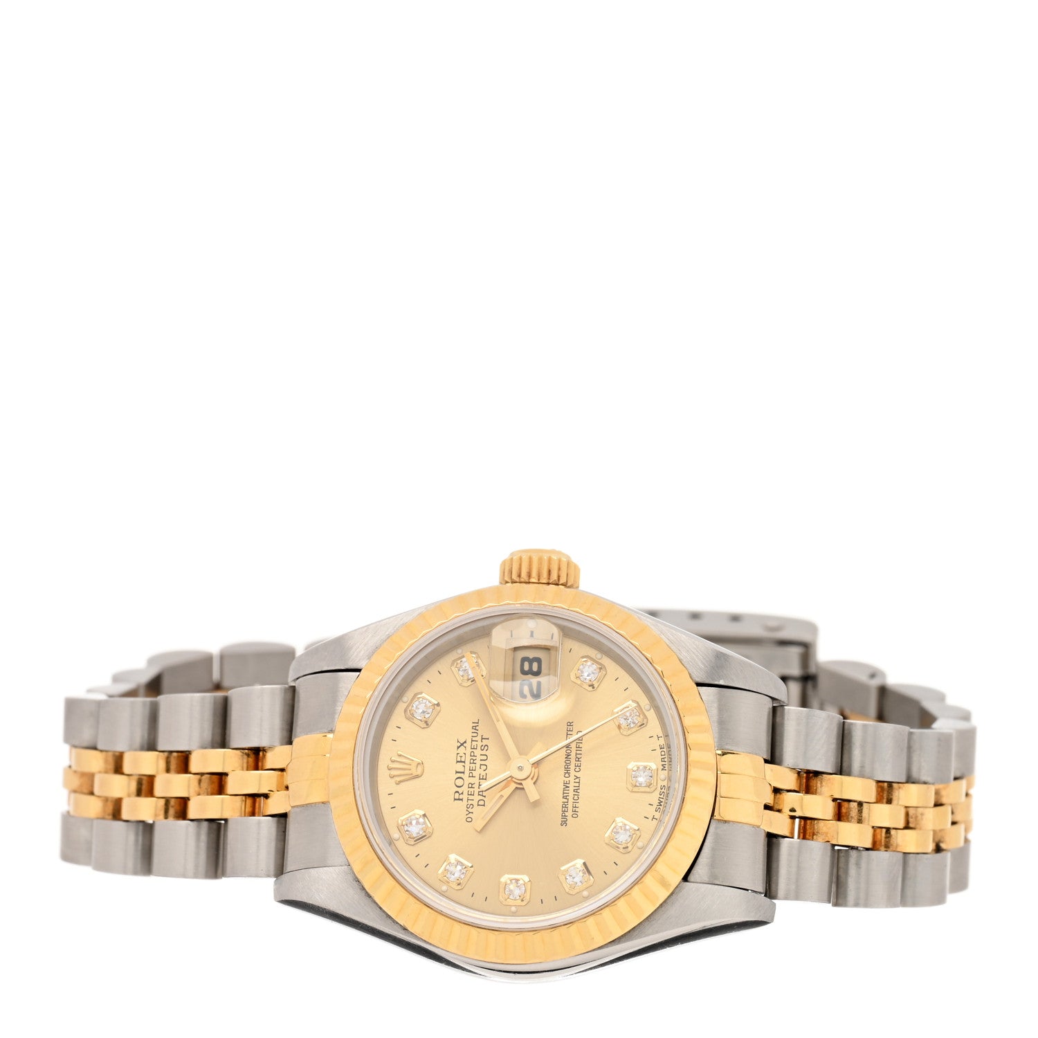 Rolex Stainless Steel 18K Yellow Gold Diamond 26mm Oyster Perpetual Datejust Watch Champagne 69173 2 of 5