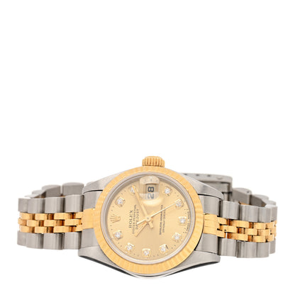 Rolex Stainless Steel 18K Yellow Gold Diamond 26mm Oyster Perpetual Datejust Watch Champagne 69173 2 of 5