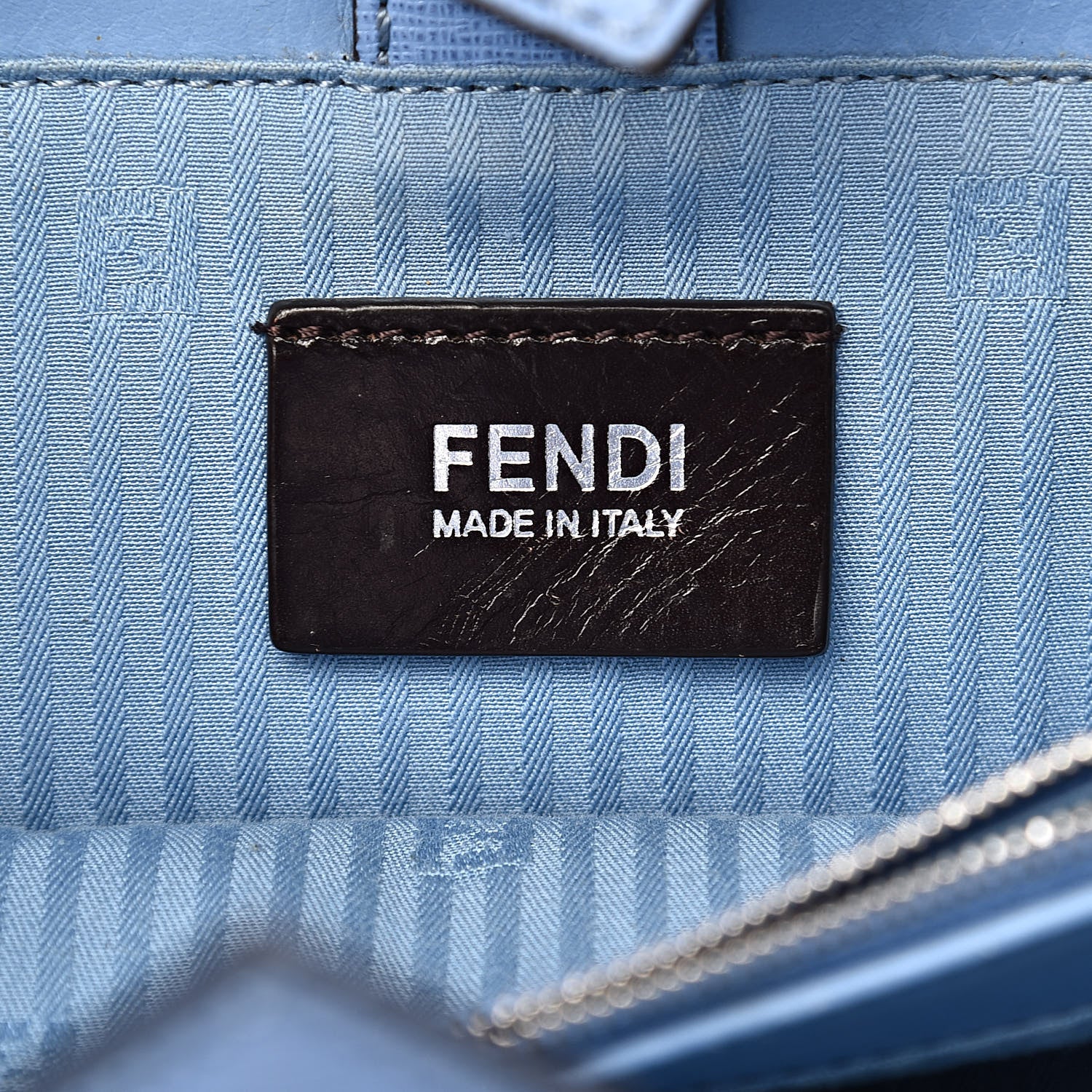 Fendi Vitello Elite Flamingo Petite 2Jours Tote Azzurro Nebula 6 of 14