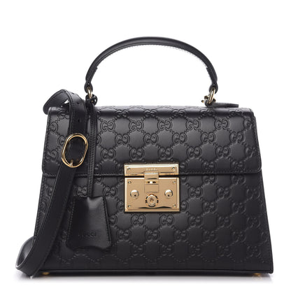 Gucci Guccissima Signature Small Padlock Top Handle Bag Black 1 of 9