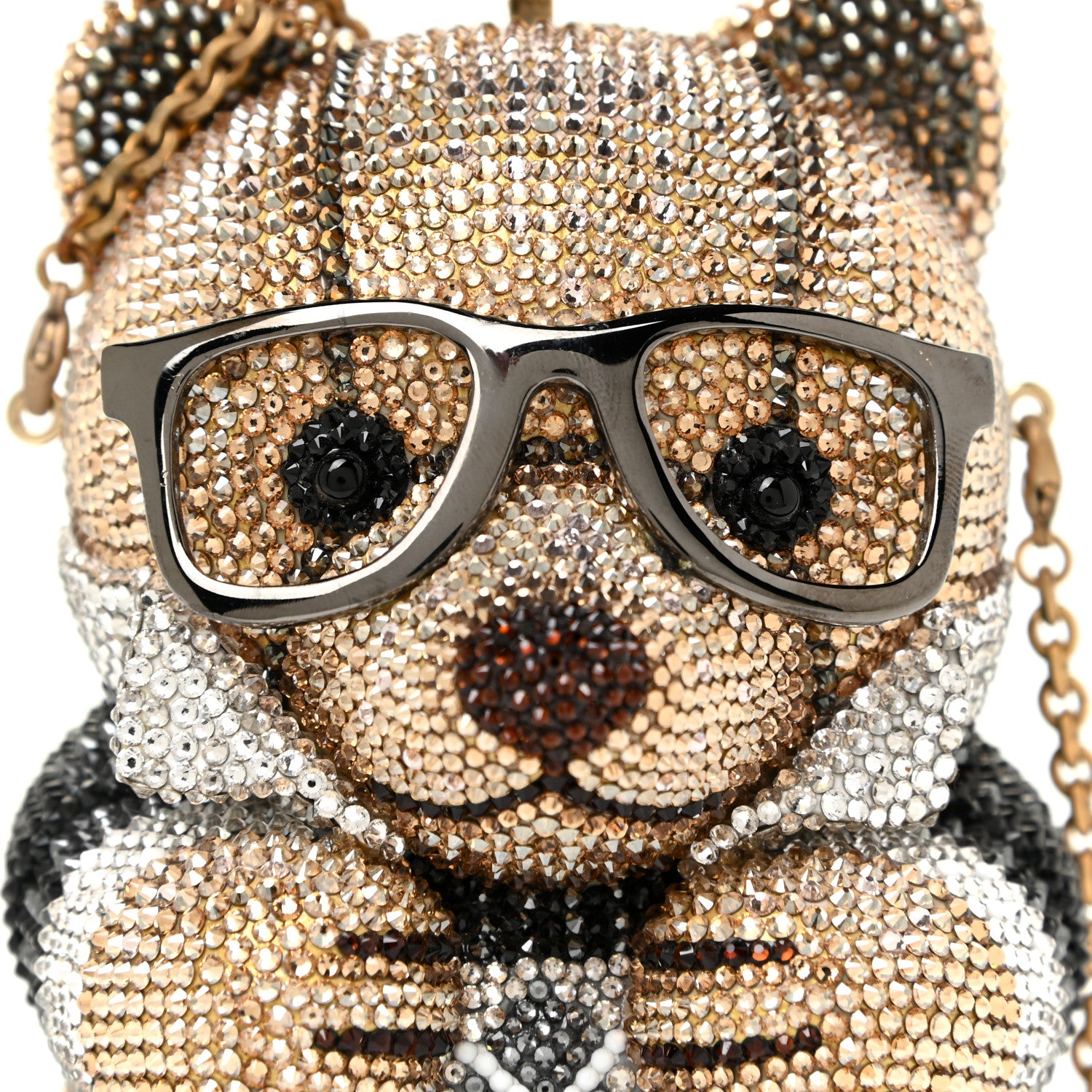 Judith Leiber Crystal Spencer Teddy Bear Minaudiere Clutch Gold Brown 9 of 16