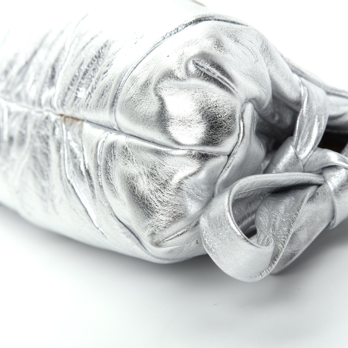 Metallic Calfskin Hysteria Clutch Silver