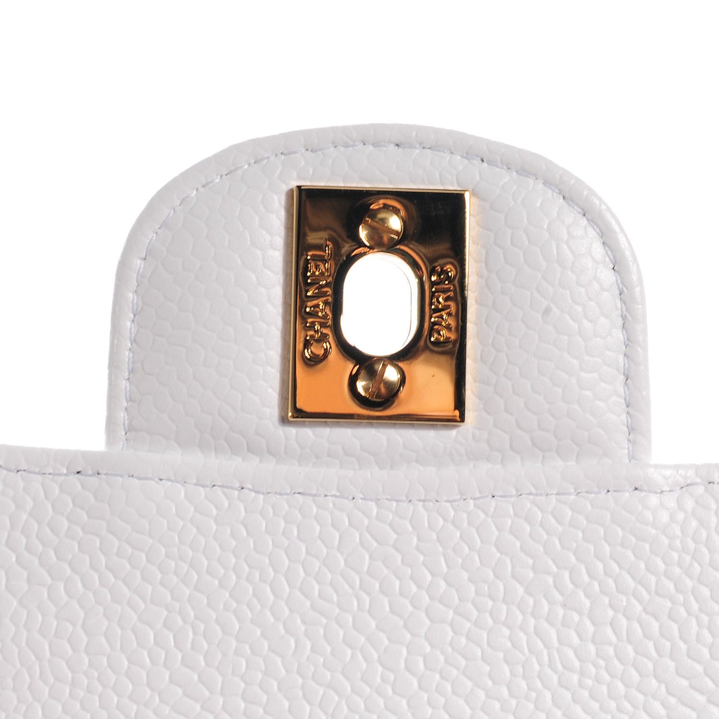 Caviar Quilted Medium Double Flap White