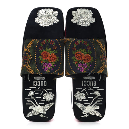 Gucci Patent Mother of Pearl Jacquard Square G Roses Platform Slide Sandals 39 Multicolor 5 of 10