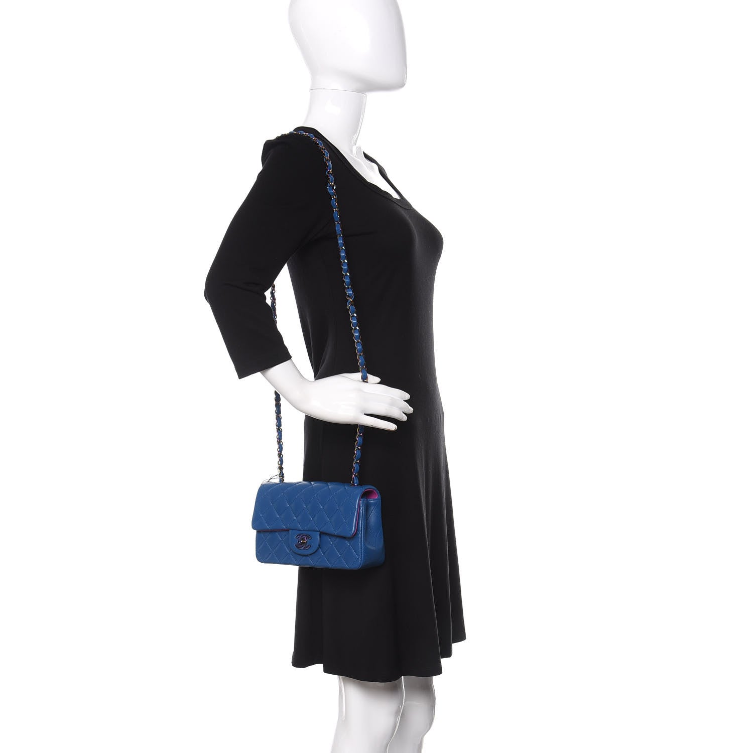 Chanel Lambskin Quilted Mini Rectangular Flap Blue Purple 2 of 10