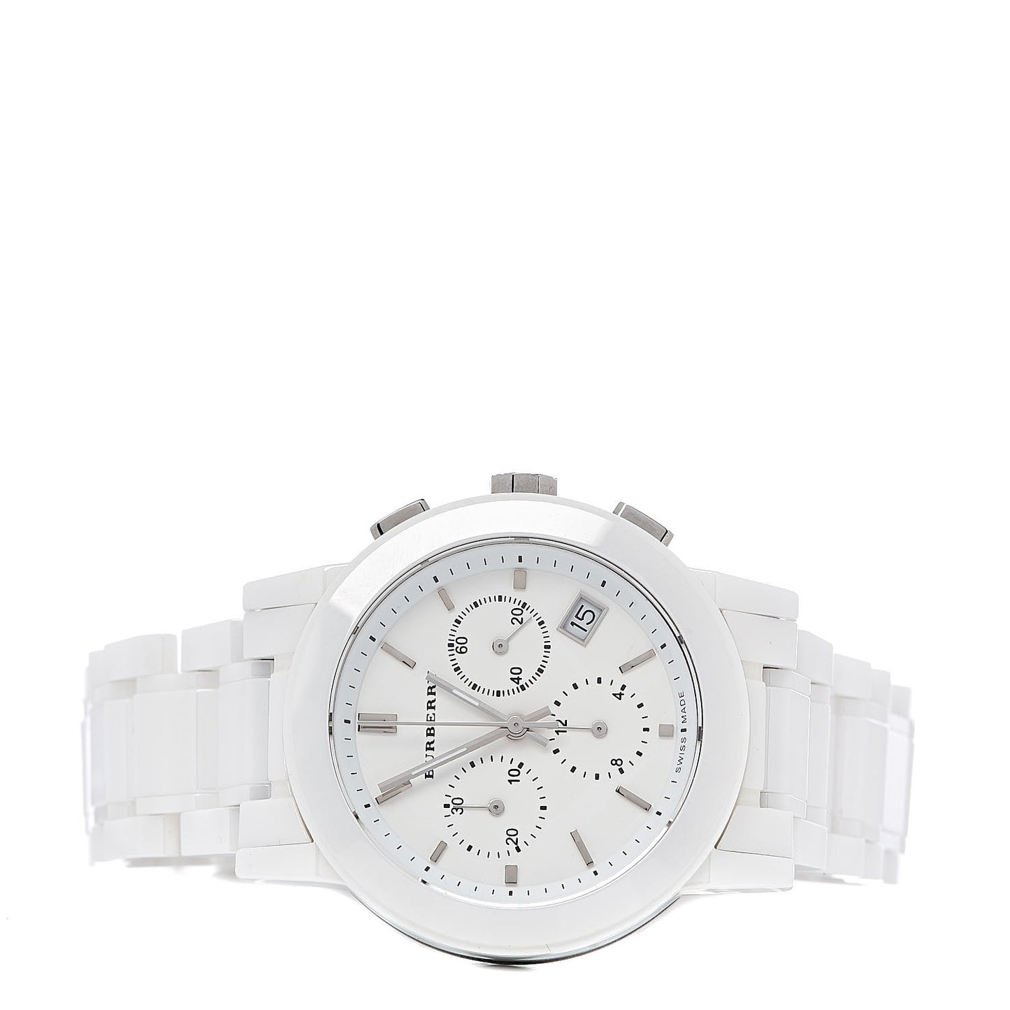 Stainless Steel Ceramic 38mm Chronograph Quartz Watch White BU9080
