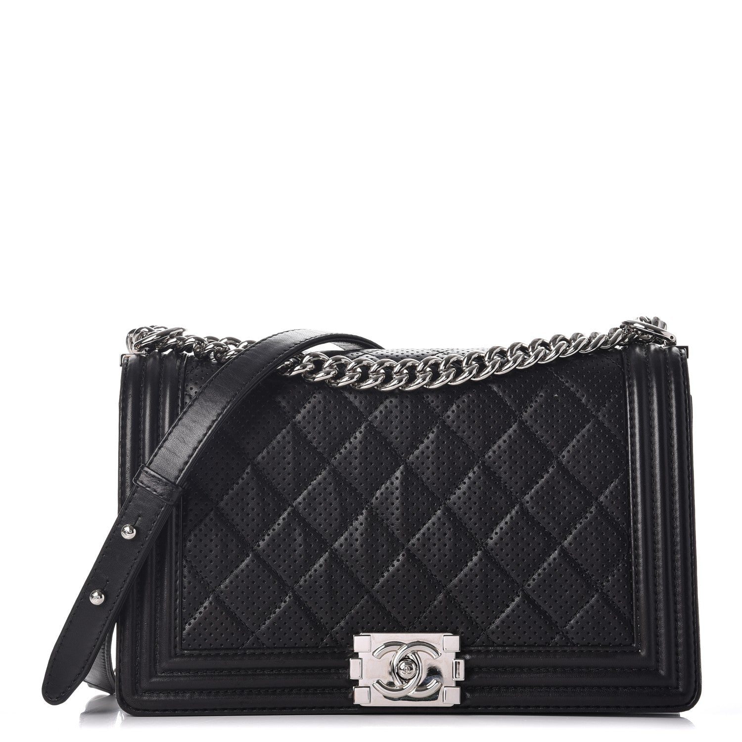 Chanel Perforated Lambskin Quilted New Medium Boy Flap Black 1 of 10