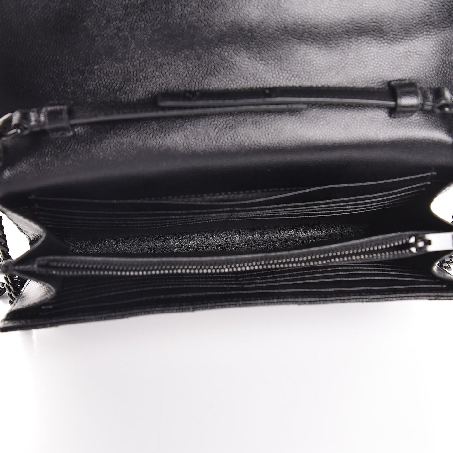 Grain De Poudre Matelasse Chevron Monogram Chain Wallet Black