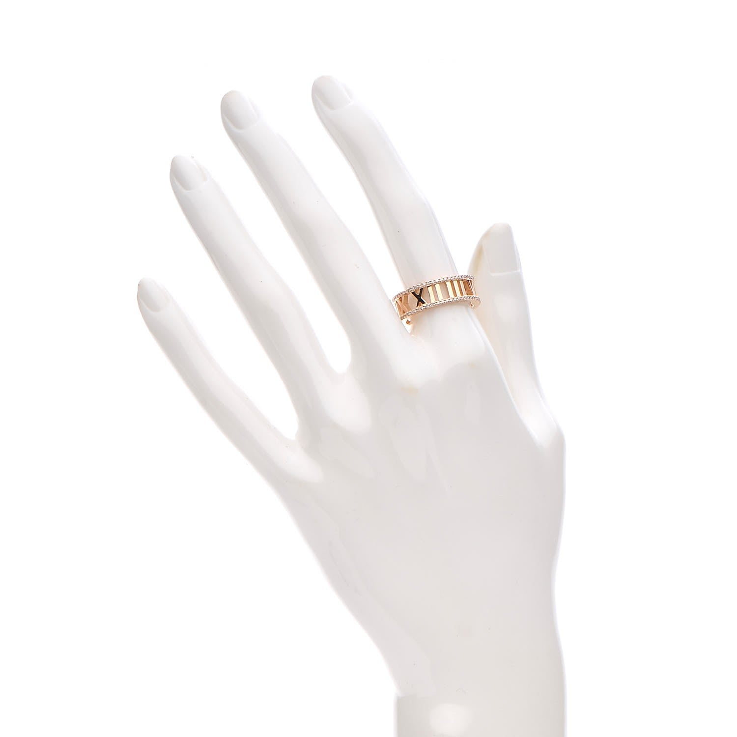 Tiffany 18K Rose Gold Diamond Atlas Open Pave Ring 56 7.5 2 of 5