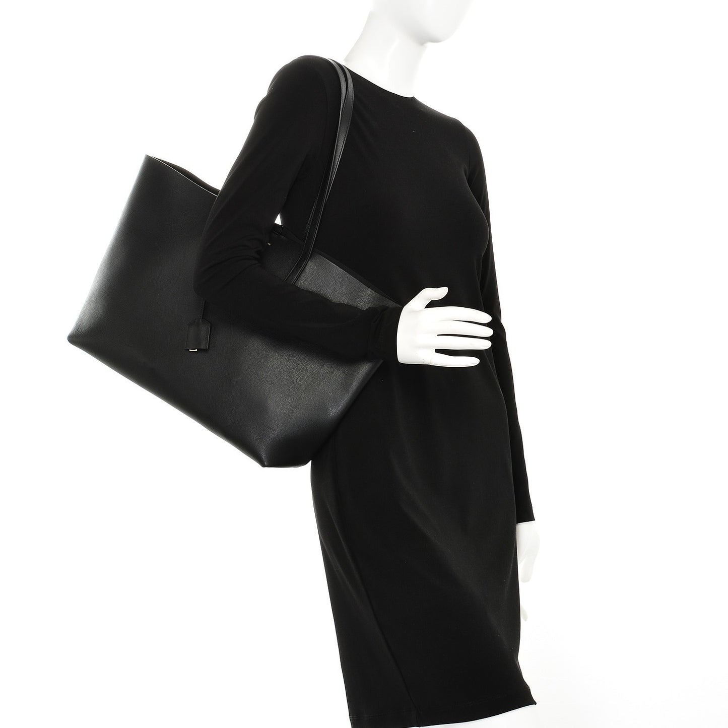 Calfskin Large Shopping Tote Black