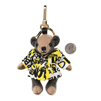 Burberry Cashmere Graffiti Print Thomas Trench Teddy Bear Keychain Charm Yellow 2 of 6