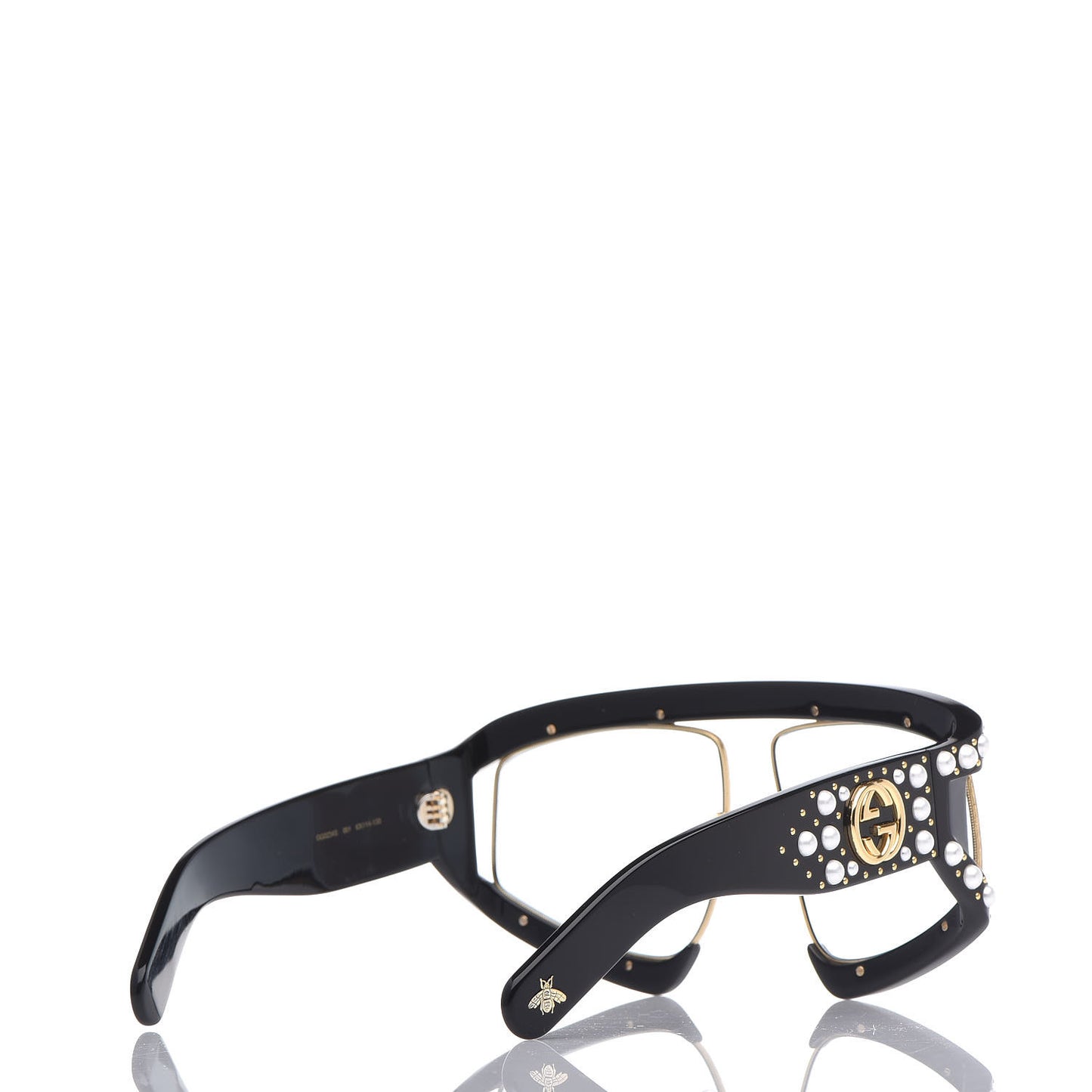 Acetate Pearl Rectangular Frame Sunglasses GG0234S Black