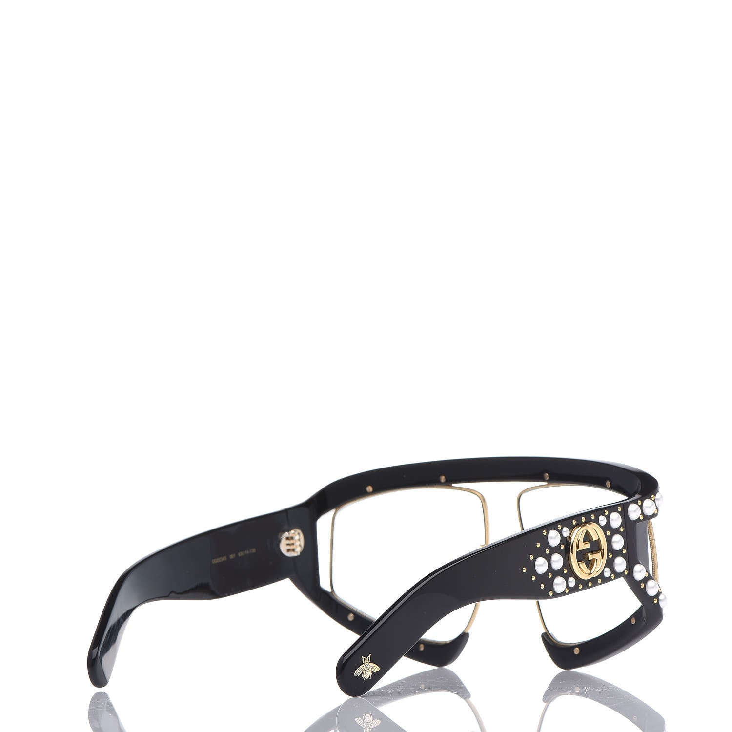 Gucci Acetate Pearl Rectangular Frame Sunglasses GG0234S Black 4 of 7