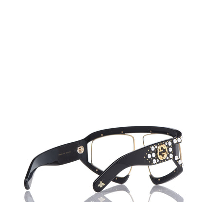 Gucci Acetate Pearl Rectangular Frame Sunglasses GG0234S Black 4 of 7
