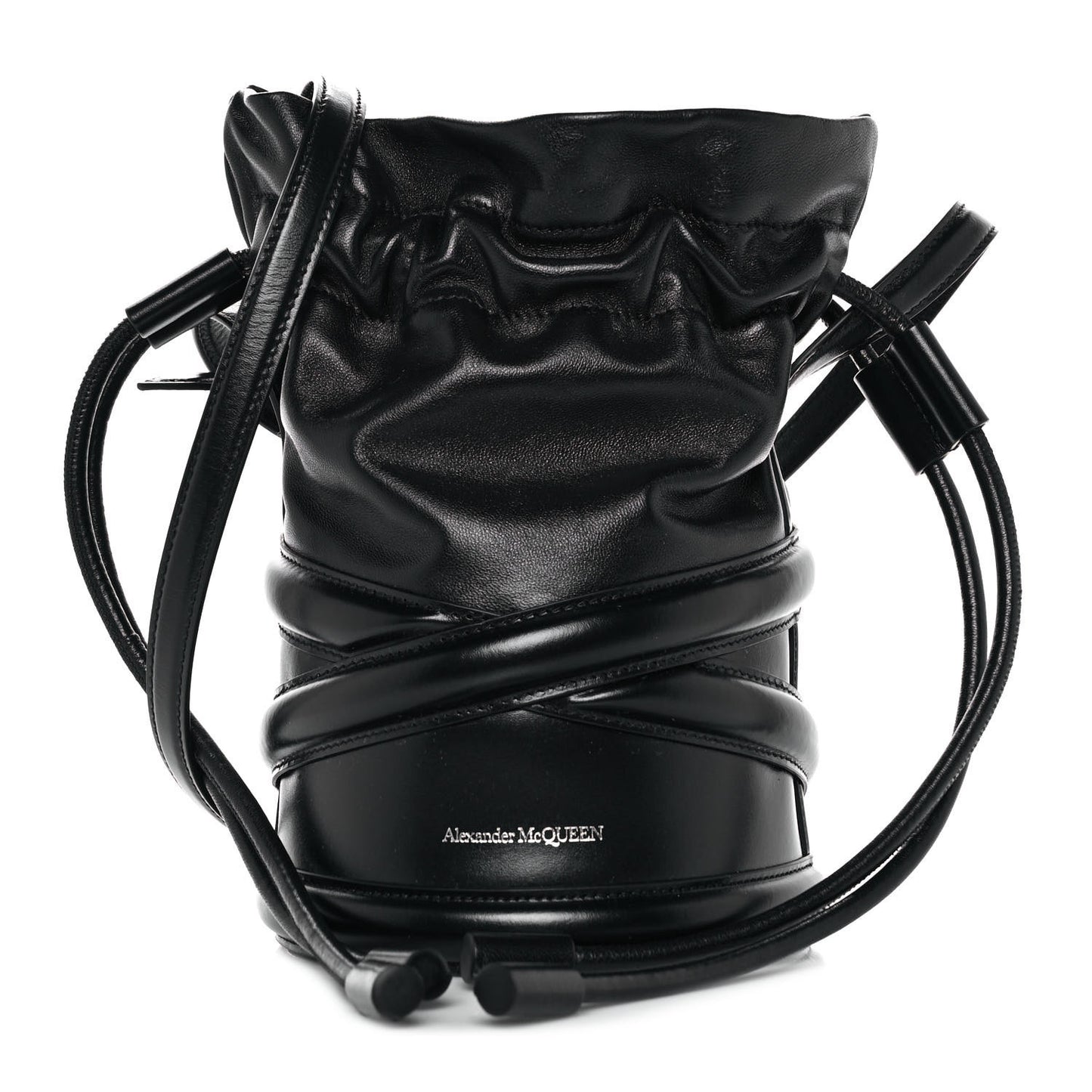 Calfskin The Soft Curve Drawstring Bag Black