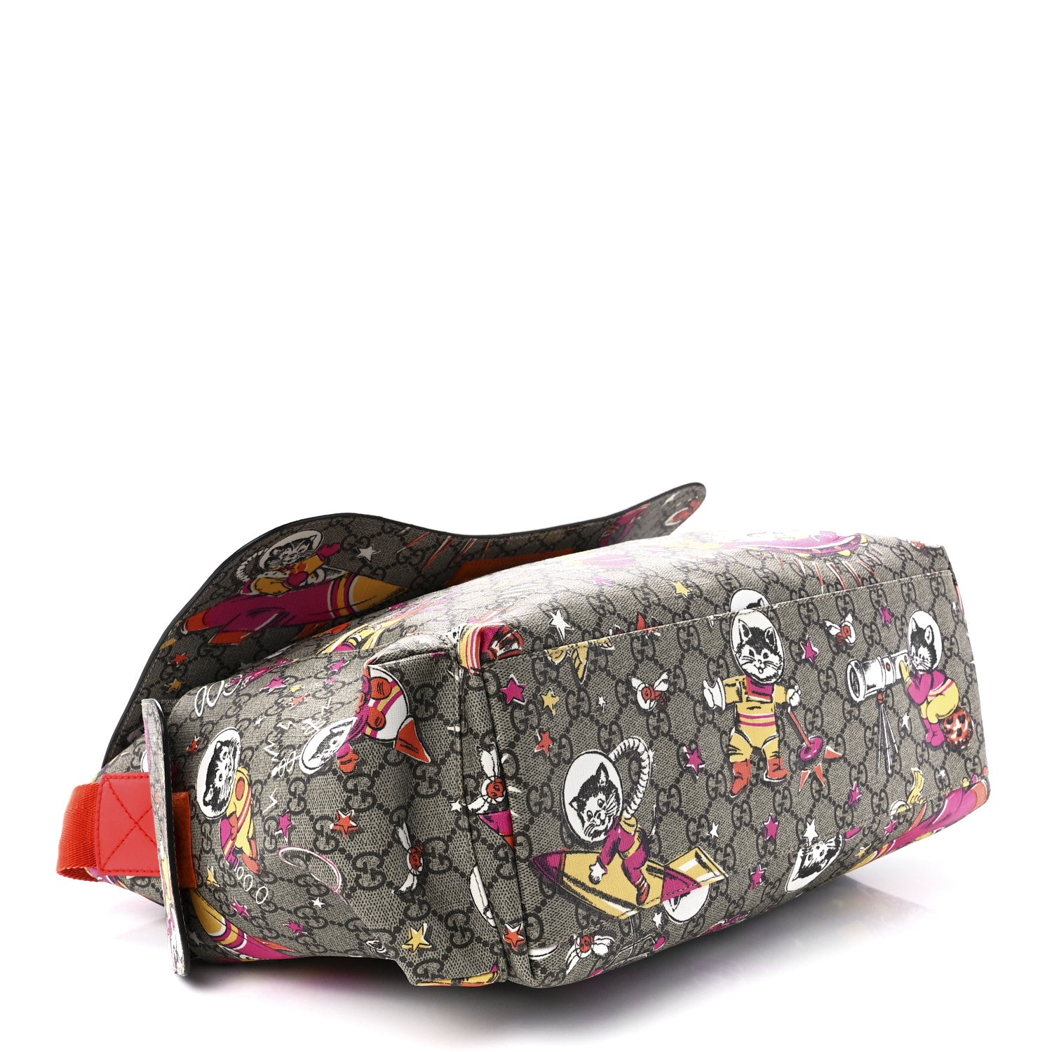 Gucci GG Supreme Monogram Space Cats Diaper Bag Orange 4 of 13