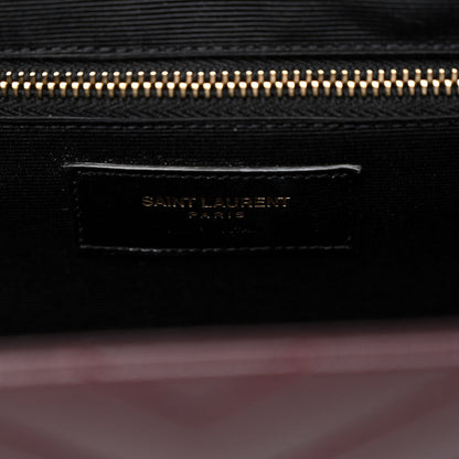 Saint Laurent Grain De Poudre Matelasse Chevron Large Monogram Satchel Rouge Legion 6 of 9