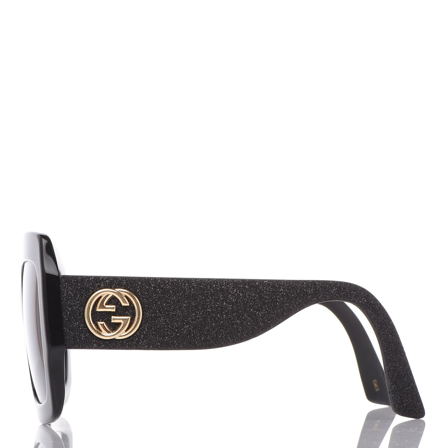 Gucci Square Frame Glitter GG0102S Sunglasses Black 2 of 7
