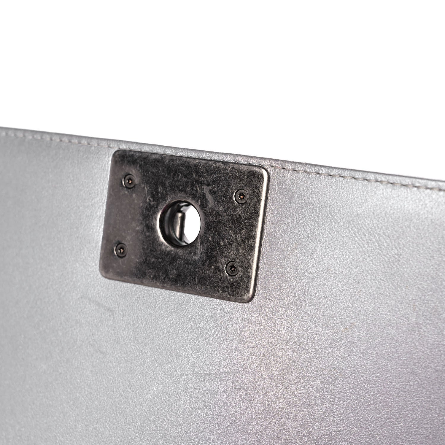 Chanel Metallic Lambskin Quilted Medium Boy Flap Silver 10 of 11