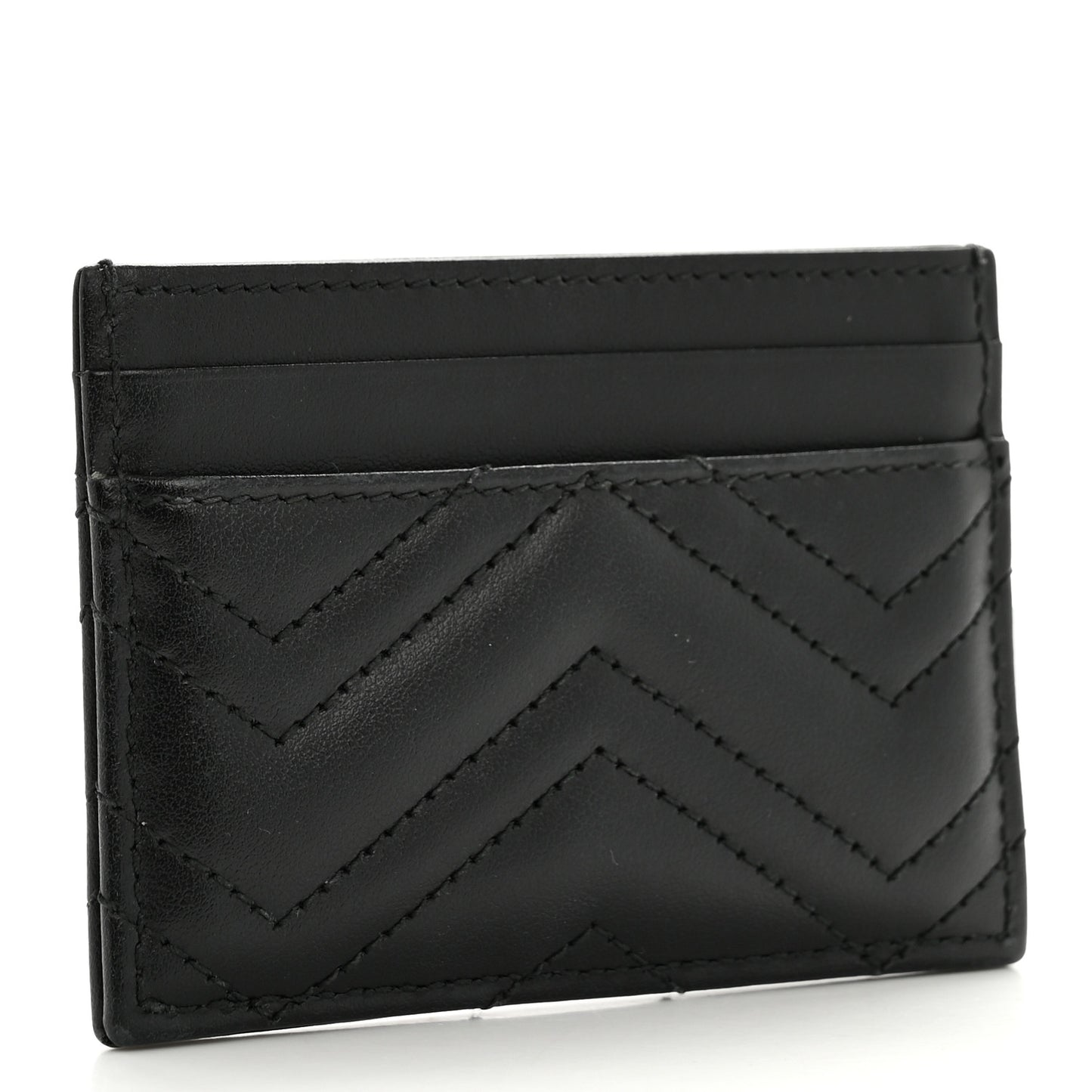 Calfskin Matelasse GG Marmont Card Holder Black